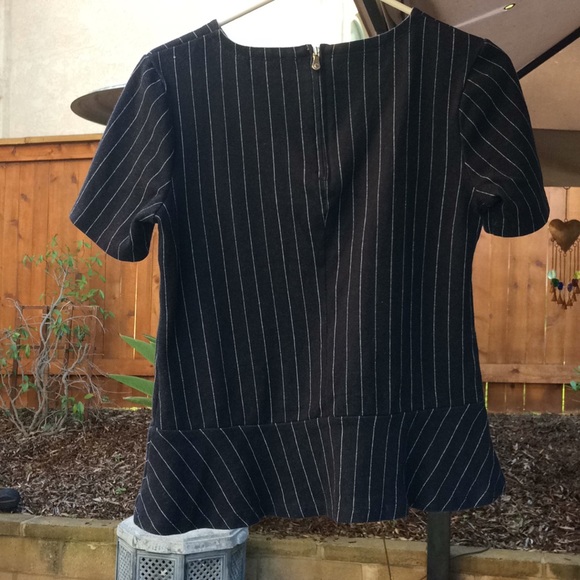 SALE! Banana Republic Navy Stripped Peplum Top - Picture 2 of 6